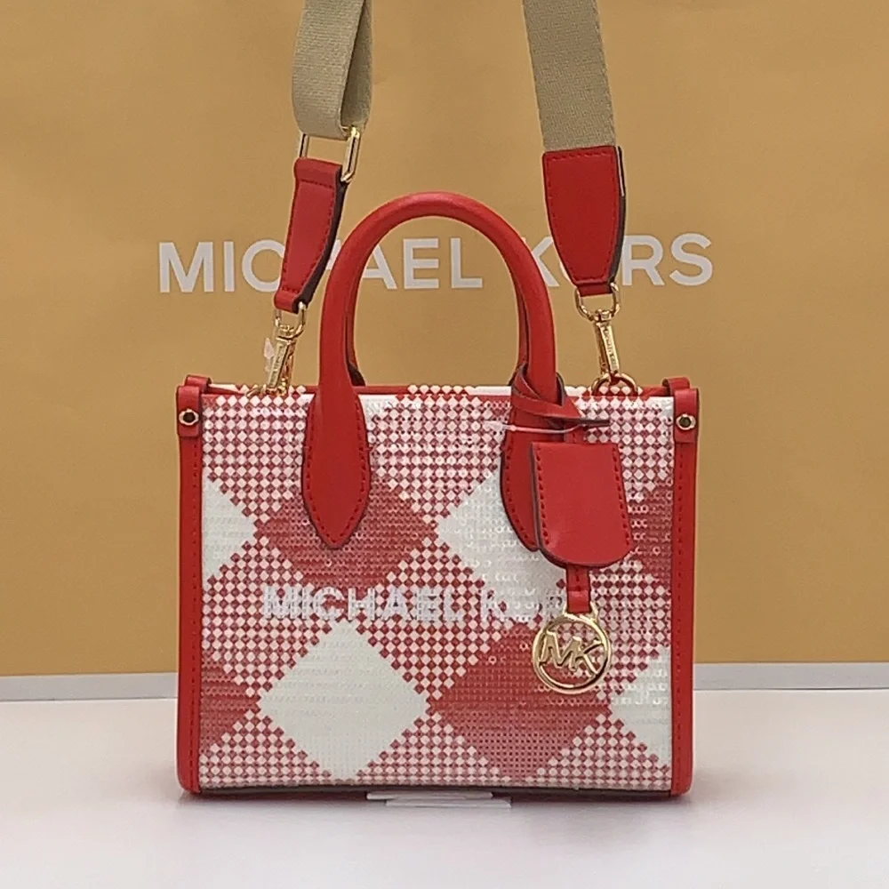 Michael Kors Mirella Extra-Small Logo Crossbody XBODY Shopper Bag Bright Red NWT